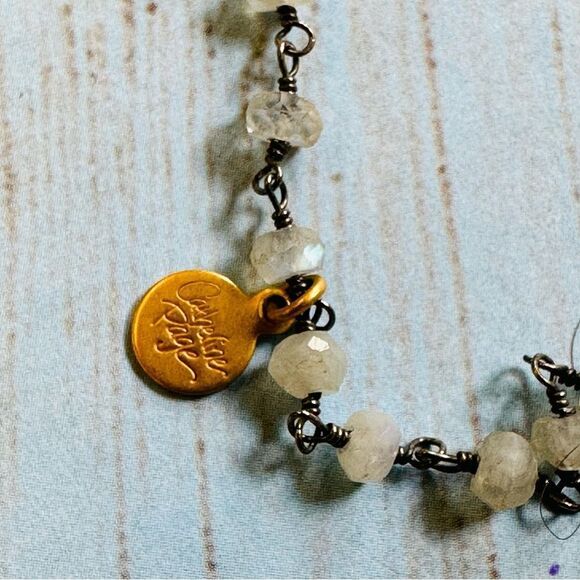 Catherine Page Quartz Hematite Spike Dangle Rosary Link Necklace - Picture 2 of 3